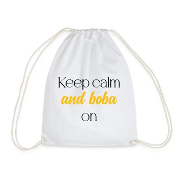 Keep Calm And Boba On Funny Bubble Tea Lover	 - Drawstring Bag - white - Front