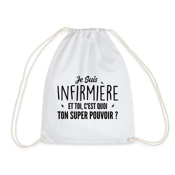 I am a nurse. What's your superpower? - Drawstring Bag - white - Front