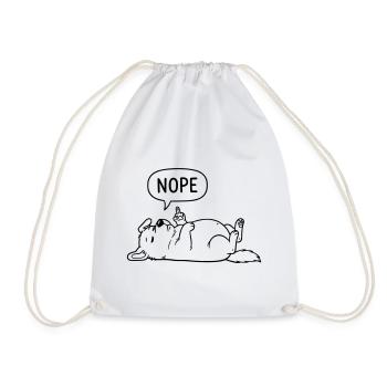 Nope Dog | Funny Middle Finger Statement - Drawstring Bag - white - Front