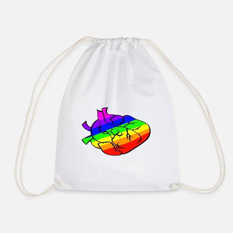 Regenbogenherz mit rissigen Linien - Turnbeutel - Weiß