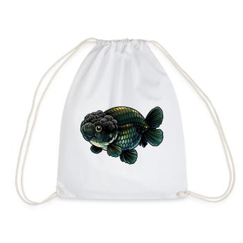 Grade Big Wen Black Blue Lion Queen HQ Ranchu - Drawstring Bag - white - Front