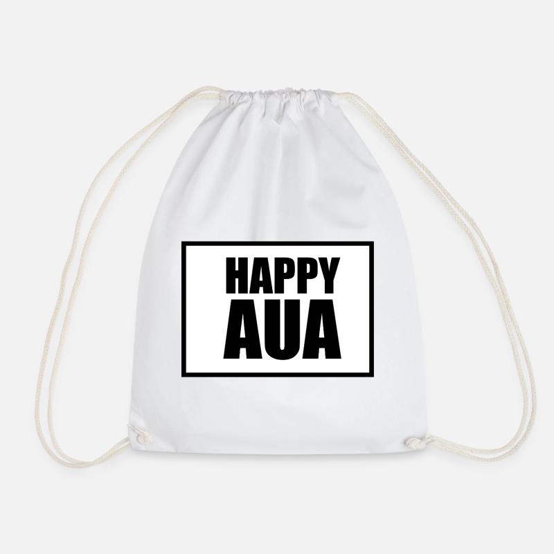 Happy AUA Typography Design - Drawstring Bag - white