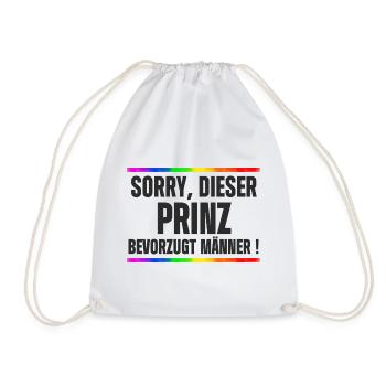 Prinz liebt Männer – Gay Pride, CSD Design Spruch - Turnbeutel - Weiß - Vorne