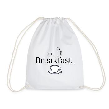 Breakfast Coffee Minimal Aesthetic Shirt - Drawstring Bag - white - Front