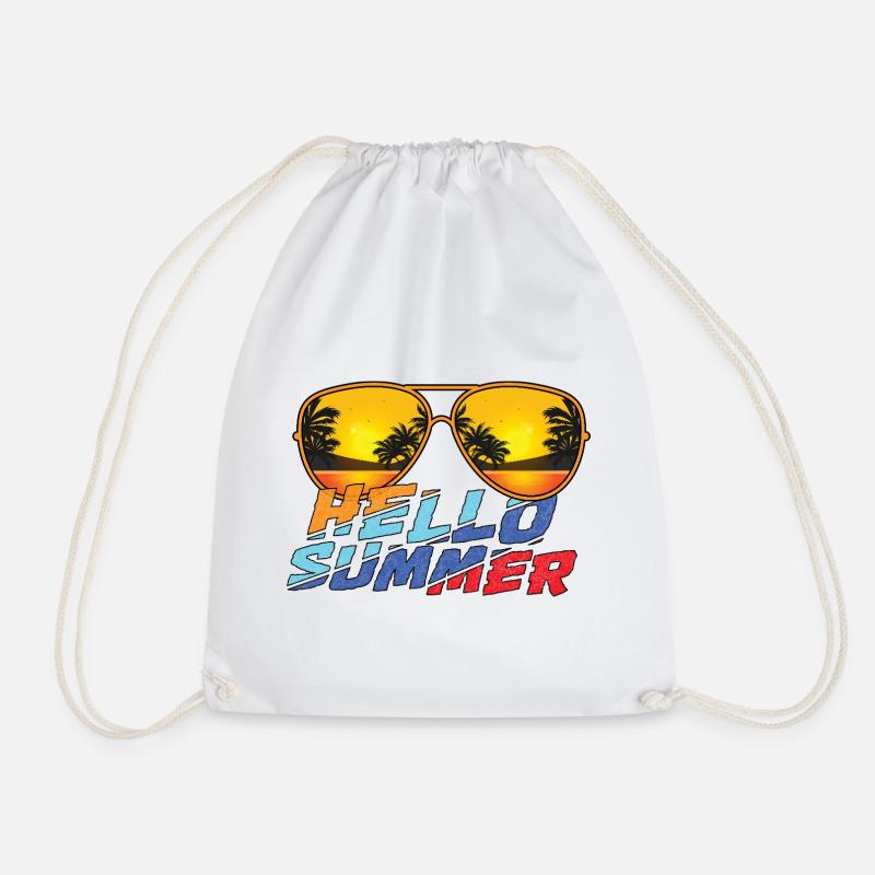 Hello Summer Sunglasses Vibes - Drawstring Bag - white