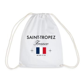 Saint Tropez Frankreich Koordinaten Reise Souvenir - Turnbeutel - Weiß - Vorne