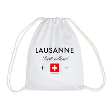 Lausanne Schweiz Koordinaten Reise Souvenir - Turnbeutel - Weiß - Vorne