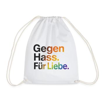 Gegen Hass Für Liebe für Frauen & Männer CSD - Turnbeutel - Weiß - Vorne