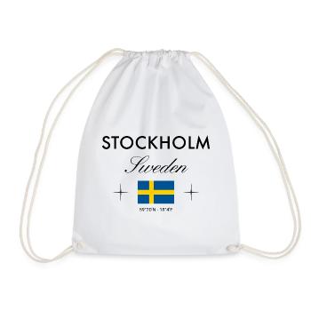 Stockholm Sweden Coordinates Travel Souvenir - Drawstring Bag - white - Front