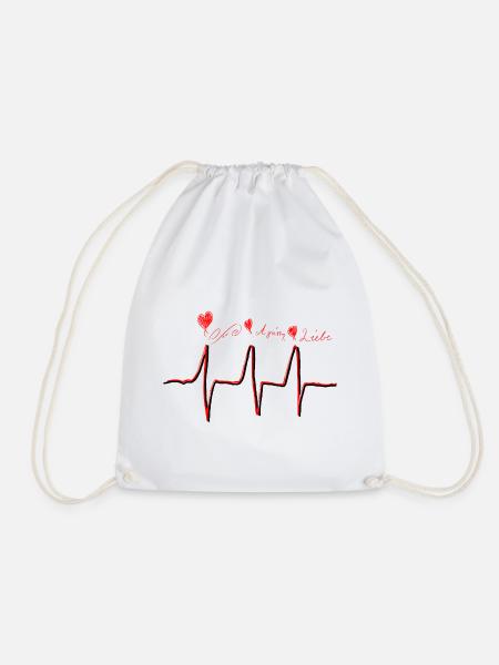 Heartbeat Love - Herzschlag Love, Liebe, Αγάπη - Turnbeutel - Weiß