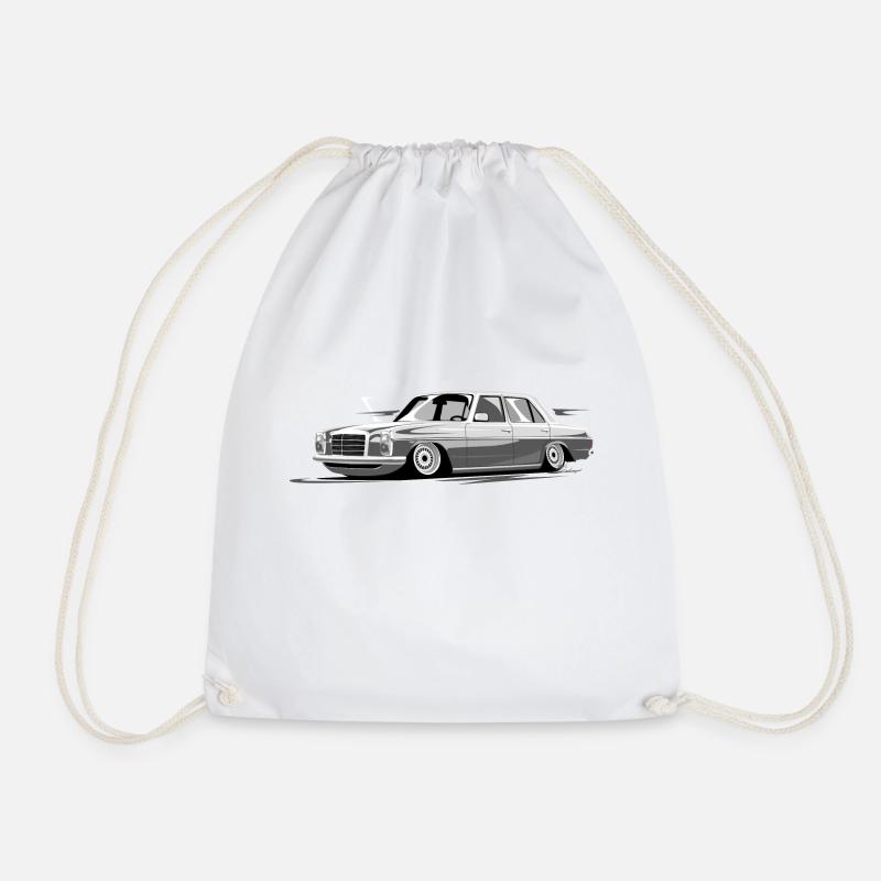 Retro Benz W115, stroke night - Drawstring Bag - white