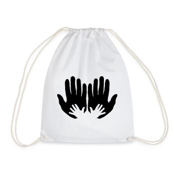 Open parents hands with children's hands - Drawstring Bag - white - Front