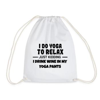 Yoga to relax and drink wine # - Drawstring Bag - white - Front