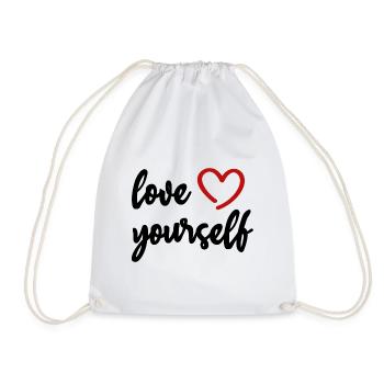 love yourself Heart Motivation Love - Drawstring Bag - white - Front