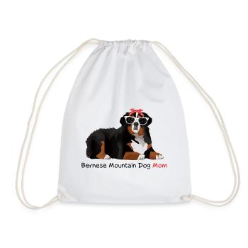 Bernese mountain dog mom - Drawstring Bag - white - Front