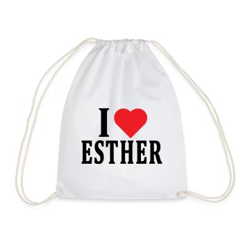 t-shirt I love Esther t-shirt gift idea - Drawstring Bag - white - Front
