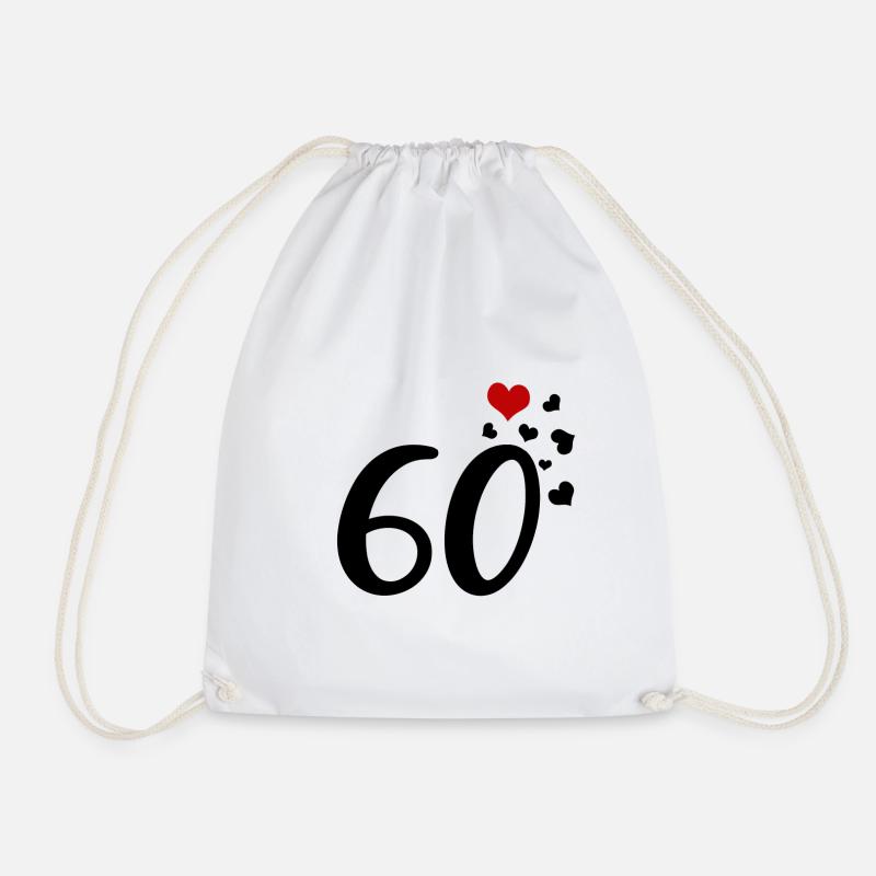 60th birthday anniversary hearts 60 - Drawstring Bag - white