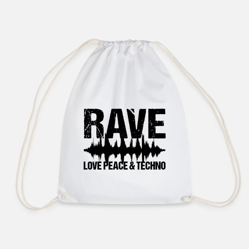 Rave Love Peace Techno Musik - Turnbeutel - Weiß