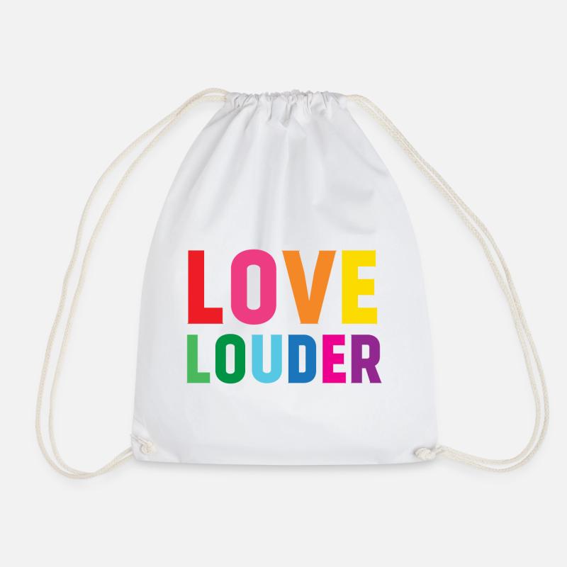 LGBTQ Pride Month - Love Louder - Drawstring Bag - white