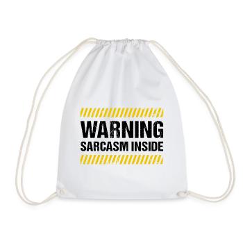 Warning Sarcasm Inside - Drawstring Bag - white - Front