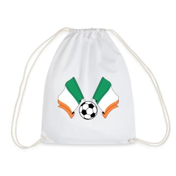 Two Irish flags with a football Ireland - Drawstring Bag - white - Front