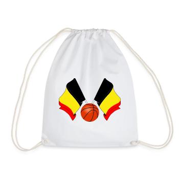 Two Belgian flags crossed Basketball Belgium - Drawstring Bag - white - Front