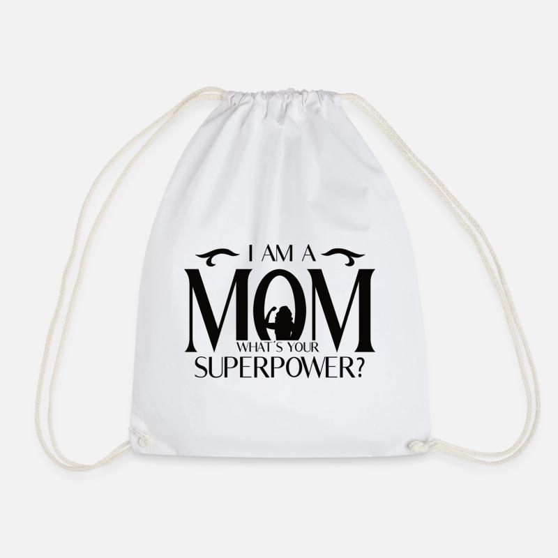 I am a mother – What is your superpower? - Drawstring Bag - white