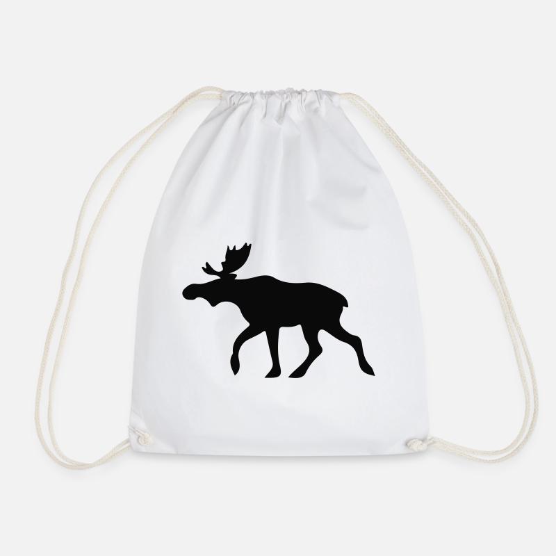Norway - Moose - Drawstring Bag - white