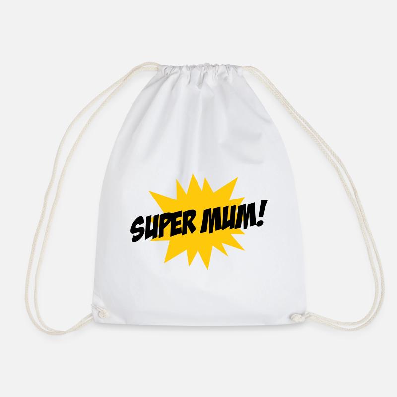 Super Mom - Mother's Day - Drawstring Bag - white