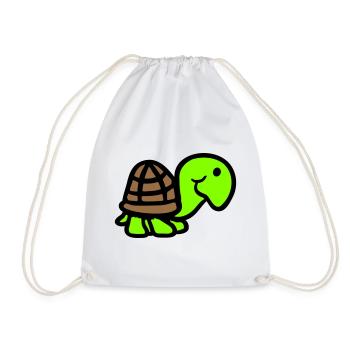 turtle cute smiling happy funny - Drawstring Bag - white - Front