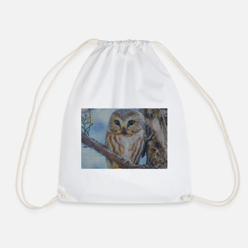 Abendwald Eulenblick - Drawstring Bag - white