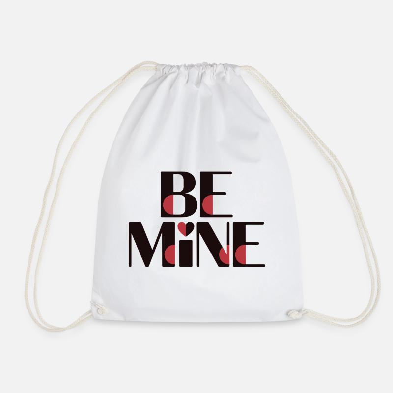 Be Mine Red Accents - Drawstring Bag - white