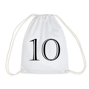 10. 10 YEARS. 10th ANNIVERSARY. 10 YEAR ANNIVERSARY. - Drawstring Bag - white - Front