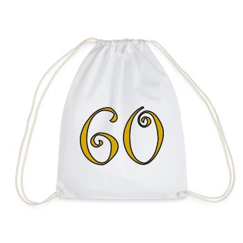 60. 60 YEARS. 60th ANNIVERSARY. 60TH BIRTHDAY. - Drawstring Bag - white - Front
