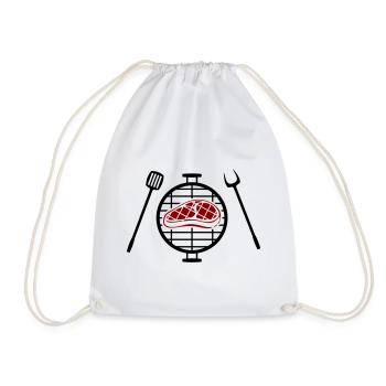 Red steak pattern print - Drawstring Bag - white - Front