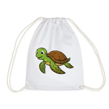 Kuschelige Schildkröten-Illustration - Turnbeutel - Weiß - Vorne