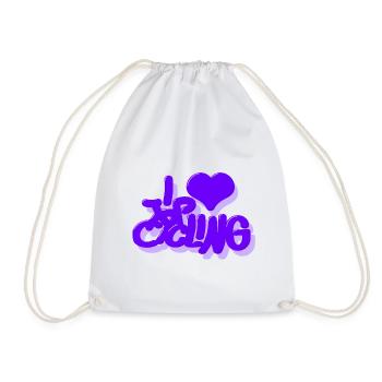 I_love_Cycling_Lila - Turnbeutel - Weiß - Vorne