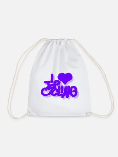 I_love_Cycling_Lila - Turnbeutel - Weiß