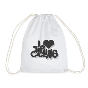 I_love_Cycling_grau - Drawstring Bag - white - Front