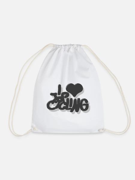 I_love_Cycling_grau - Drawstring Bag - white