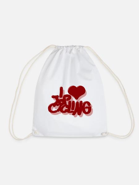 I_Love_cycling_rot - Drawstring Bag - white
