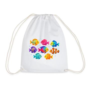 Colorful tropical fish for summer outfits - Drawstring Bag - white - Front