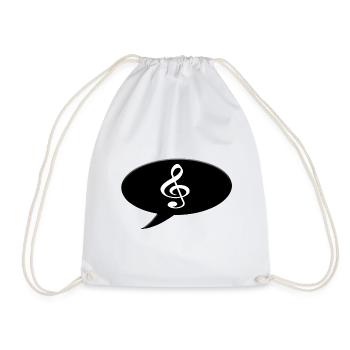 Speech bubble with a g-clef symbol.  - Drawstring Bag - white - Front