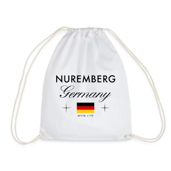 Nuremberg, Germany, coordinates, travel, souvenir - Drawstring Bag - white - Front