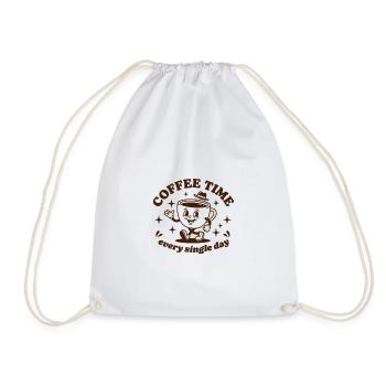 Coffee Time Every Single Day – Retro - Drawstring Bag - white - Front
