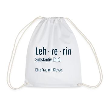 Lehrerin Substantiv Definition Schule Geschenk - Turnbeutel - Weiß - Vorne