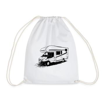 Wohnmobil - Caravan - Camping - Camper - Turnbeutel - Weiß - Vorne