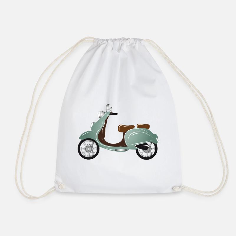Ein Vintage Motorroller mit Retro Lackierung - Turnbeutel - Weiß