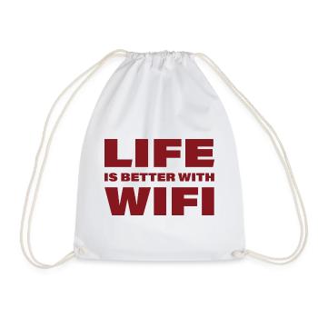 LIFE IS BETTER WITH WIFI - Turnbeutel - Weiß - Vorne