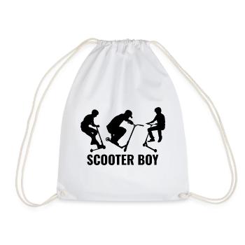 Stunt Scooter Boy Freestyle Scootering Riding - Drawstring Bag - white - Front